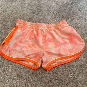 Under amour neon pink/orange running shorts